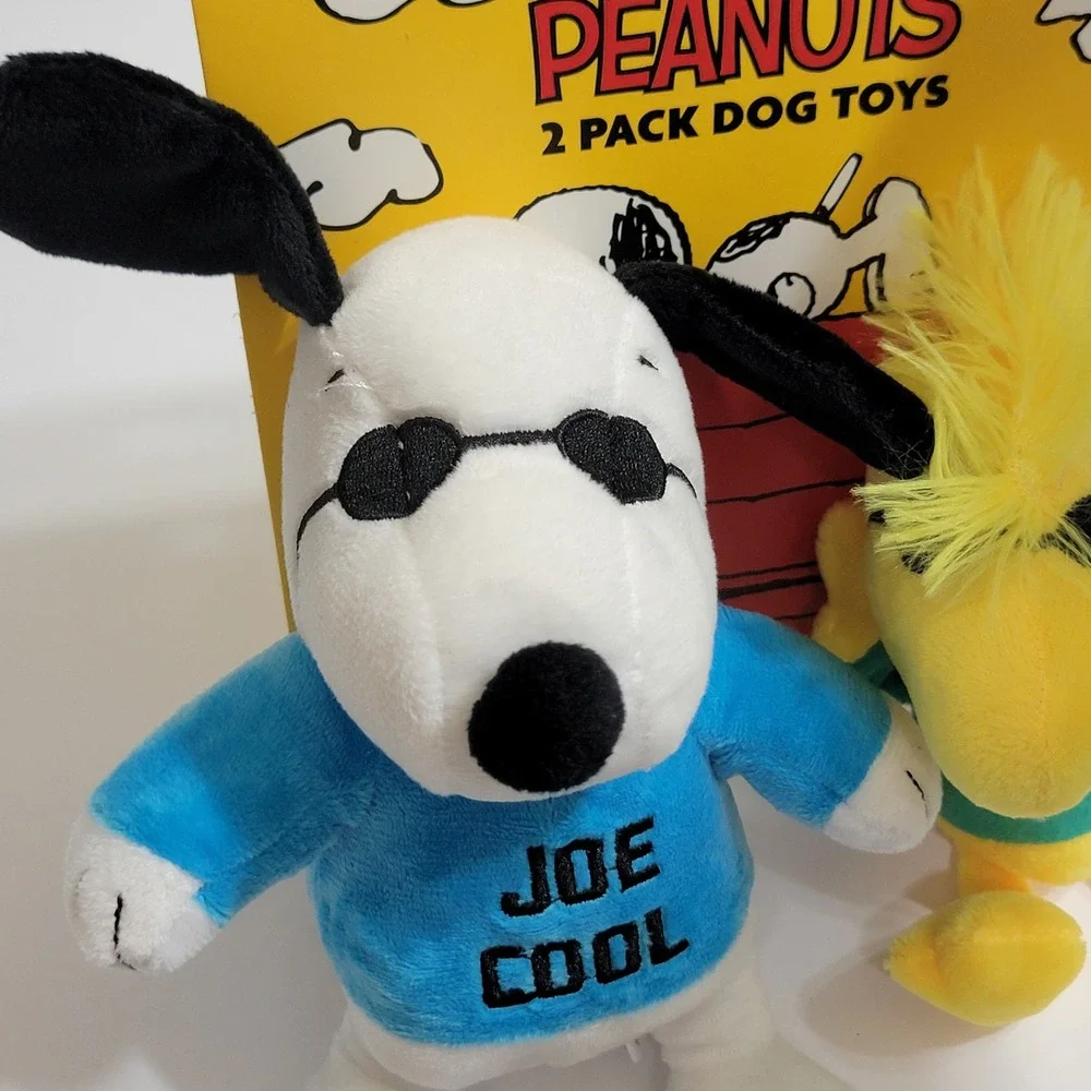 Peanuts Snoopy Joe Cool and Woodstock 2 Pack Plush Squeaker Dog Toys New